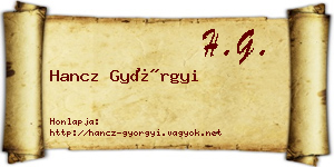 Hancz Györgyi névjegykártya